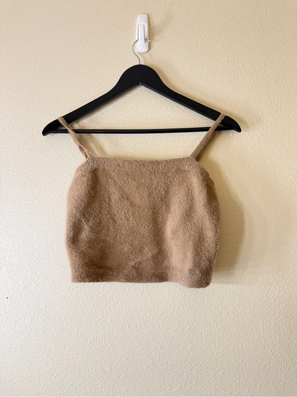 Hollister Fuzzy Crop Top in Light Camel / “cozy bear” NWOT